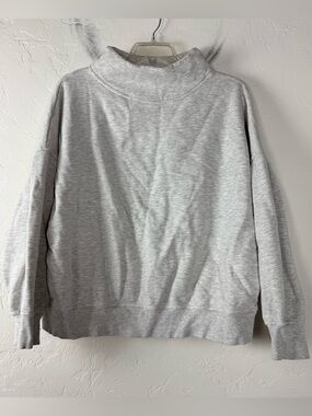 ASOS Design Pullover Sweatshirt Sweater Mock Neck Cowl Fleece Grey Light Cotton